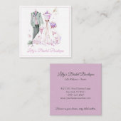 Waterverf Bridal Gown Wedding Boutique Store Vierkante Visitekaartje (Voorkant / Achterkant)