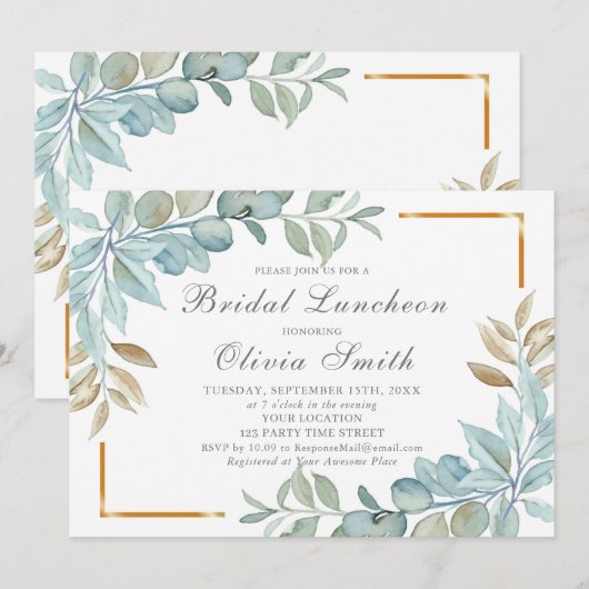 Waterverf Bridal Luncheon Kaart (Voorkant / Achterkant)