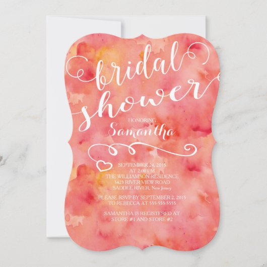  Waterverf Bridal Shower Invitation Kaart (Voorkant)