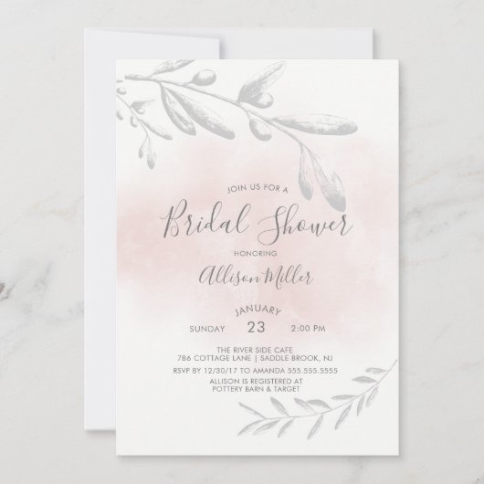 Waterverf Bridal Shower Kaart (Voorkant)
