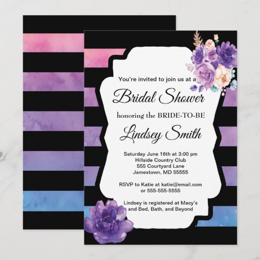 Waterverf Bridal Shower Kaart (Voorkant / Achterkant)