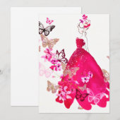 Waterverf Bride Floral Butterfly Gold Glitter Feestdagenkaart (Voorkant / Achterkant)