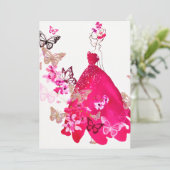 Waterverf Bride Floral Butterfly Gold Glitter Feestdagenkaart (Staand voorkant)