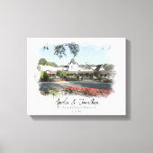 Waterverf Bride Groom Couple van Weddenschap Venue Canvas Afdruk (Voorkant)