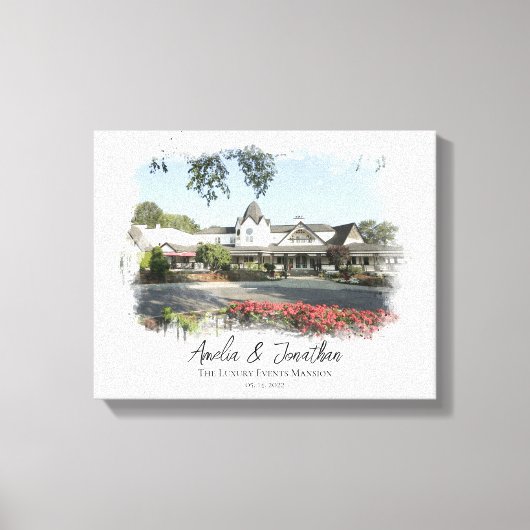 Waterverf Bride Groom Couple van Weddenschap Venue Canvas Afdruk (Voorkant)