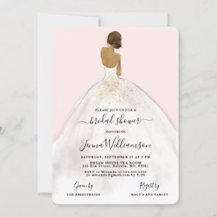 Waterverf Bride in Gown Bridal Shower Invitation Kaart
