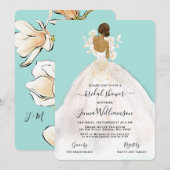 Waterverf Bride in Gown Bridal Shower Invitation Kaart (Voorkant / Achterkant)