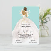 Waterverf Bride in Gown Bridal Shower Invitation Kaart (Staand voorkant)