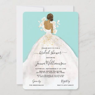 Waterverf Bride in Gown Bridal Shower Invitation Kaart