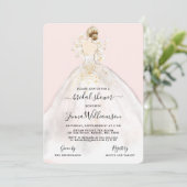 Waterverf Bride in Gown Bridal Shower Invitation Kaart (Staand voorkant)