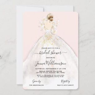 Waterverf Bride in Gown Bridal Shower Invitation Kaart