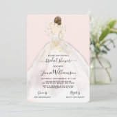 Waterverf Bride in Gown Bridal Shower Invitation Kaart (Staand voorkant)