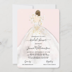 Waterverf Bride in Gown Bridal Shower Invitation Kaart