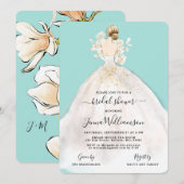 Waterverf Bride in Gown Bridal Shower Invitation Kaart (Voorkant / Achterkant)