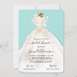 Waterverf Bride in Gown Bridal Shower Invitation Kaart