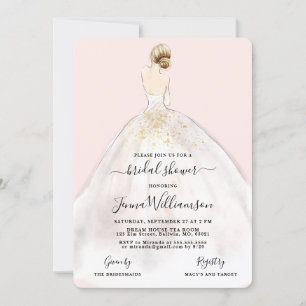 Waterverf Bride in Gown Bridal Shower Invitation Kaart
