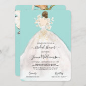 Waterverf Bride in Gown Bridal Shower Invitation Kaart (Voorkant / Achterkant)