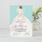Waterverf Bride in Gown Bridal Shower Invitation Kaart (Staand voorkant)