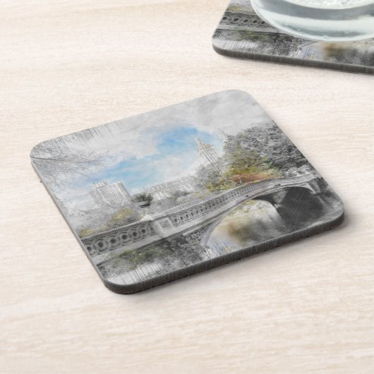 Waterverf Bridge in het Central Park New York Onde Bier Onderzetter (Linkerzijde)