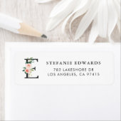 Waterverf Brief E Monogram  flora Etiket (Insitu)