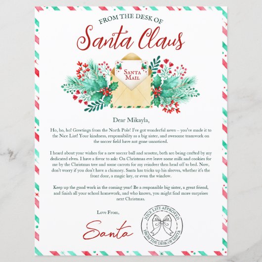 Waterverf brief van de kerstman voor kinderen (Voorkant)