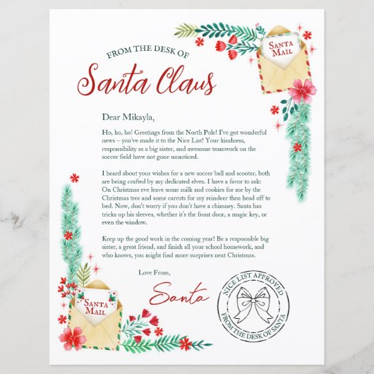 Waterverf brief van de kerstman voor kinderen (Voorkant)