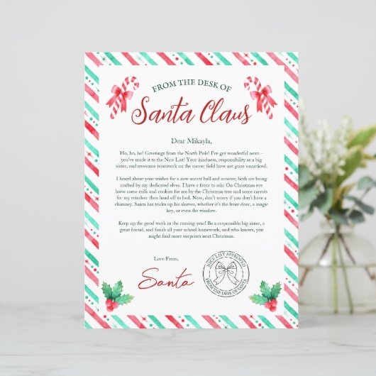 Waterverf brief van de kerstman voor kinderen (Staand voorkant)