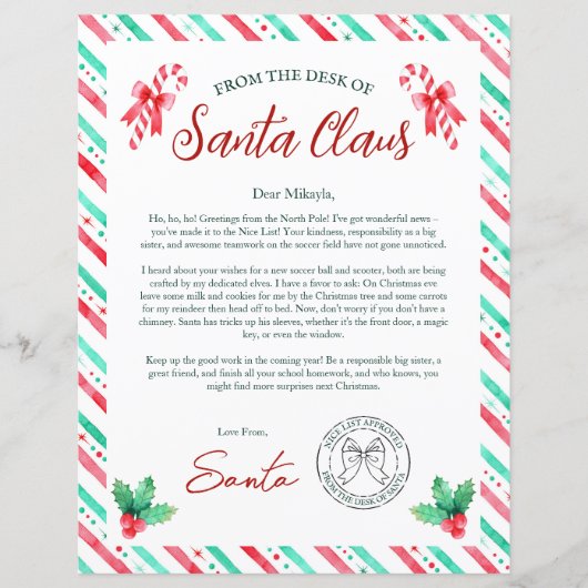 Waterverf brief van de kerstman voor kinderen (Voorkant)