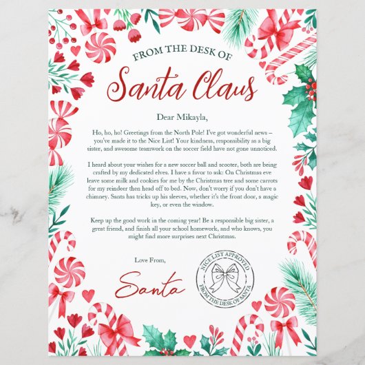 Waterverf brief van de kerstman voor kinderen (Voorkant)