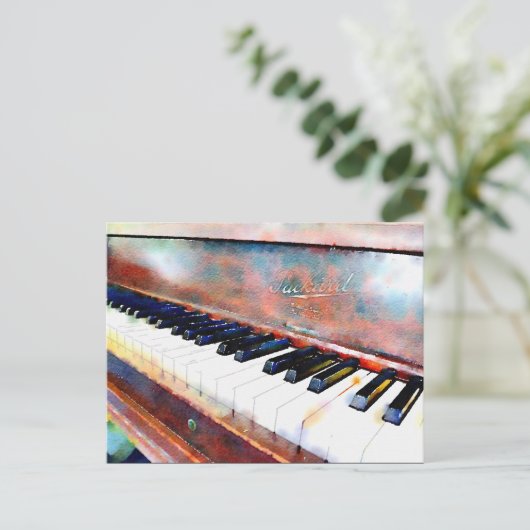 Waterverf Briefkaart Piano (Staand voorkant)
