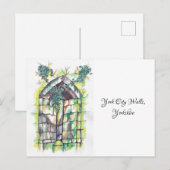 Waterverf briefkaart van de stadsmuren van York (Voorkant / Achterkant)