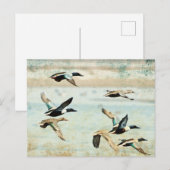 Waterverf Briefkaart vliegende eenden (Voorkant / Achterkant)