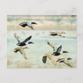 Waterverf Briefkaart vliegende eenden (Voorkant)