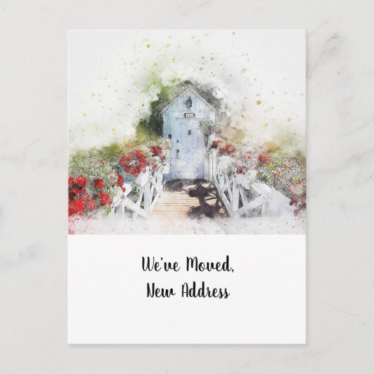 Waterverf Briefkaart voor nieuwe adresaankondiging (Voorkant)