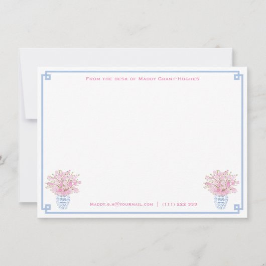 Waterverf briefpapier met naam | van het bureau va notitiekaartje (Voorkant)