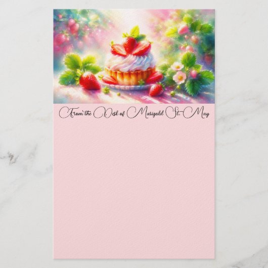 Waterverf Briefpapier Strawberry Shortcake (Voorkant)