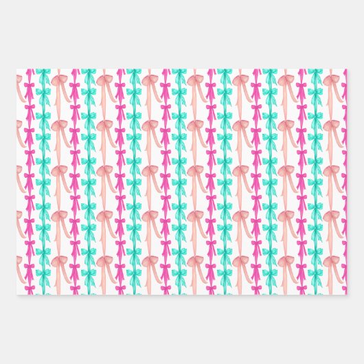 Waterverf Bright Coquette Bows Kerstboom Inpakpapier Vel (Voorkant 2)