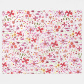 Waterverf Bright Floral Boho Fleece Deken (Voorkant (Horizontaal))