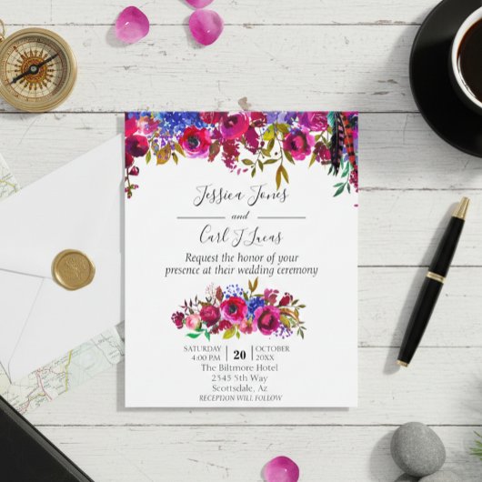 Waterverf Bright Floral Jewel Tone Red