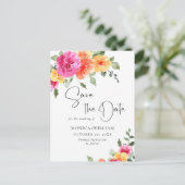 Waterverf Bright Flowers Bruiloft Save the Date Briefkaart (Staand voorkant)
