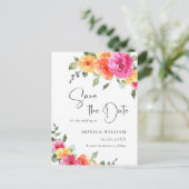 Waterverf Bright Flowers Bruiloft Save the Date Briefkaart (Staand voorkant)