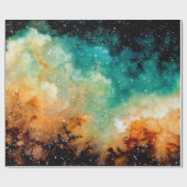 Waterverf Bright Gele nebula, sterren en donkere s Cadeaupapier (Vlak)