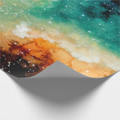 Waterverf Bright Gele nebula, sterren en donkere s Cadeaupapier (Hoek)