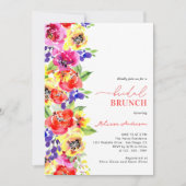 Waterverf Bright Kleurrijke Floral Bridal Brunch Kaart (Voorkant)