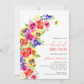 Waterverf Bright Kleurrijke Floral Bridal Brunch Kaart (Voorkant)