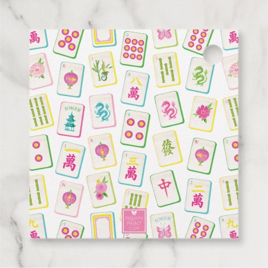 Waterverf Bright Mahjong Tegels Bedankjes Labels (Achterkant)