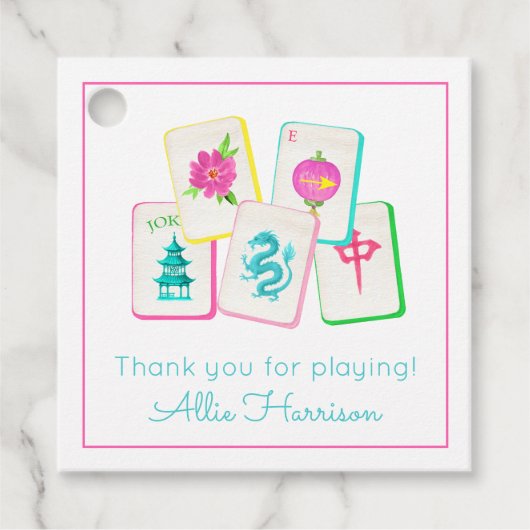 Waterverf Bright Mahjong Tegels Bedankjes Labels (Voorkant)