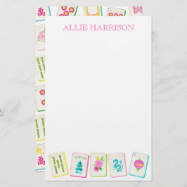 Waterverf Bright Mahjong Tegels gepersonaliseerd Briefpapier