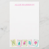 Waterverf Bright Mahjong Tegels gepersonaliseerd Briefpapier (Voorkant)