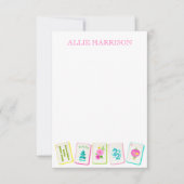 Waterverf Bright Mahjong Tegels gepersonaliseerd Notitiekaartje (Voorkant)